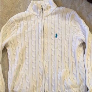 White zip up sweater